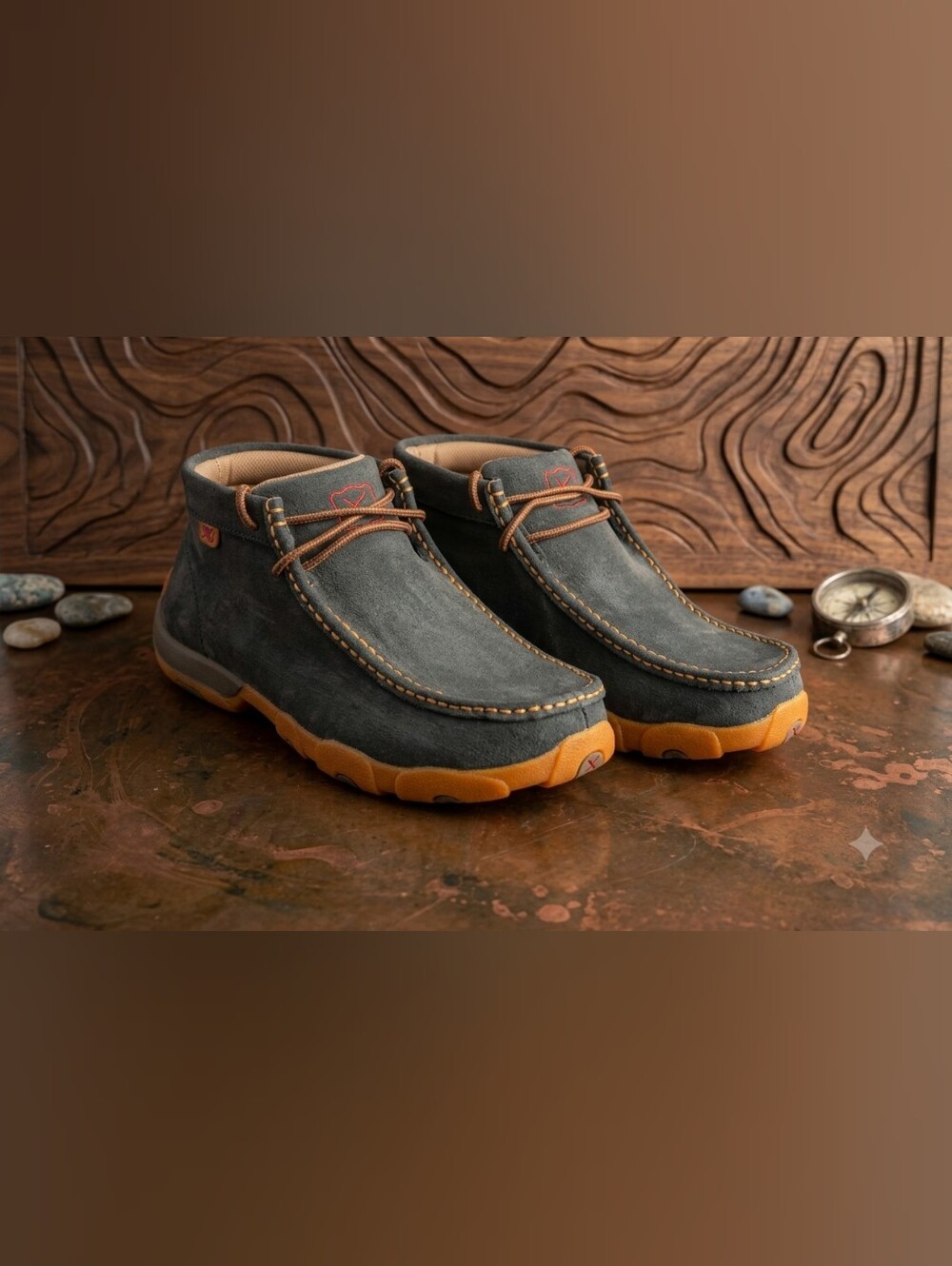 Twisted X Men’s Driving Mocs Leather Ankle Boots Charcoal Grey - 10 Wide - Picture 1 of 16